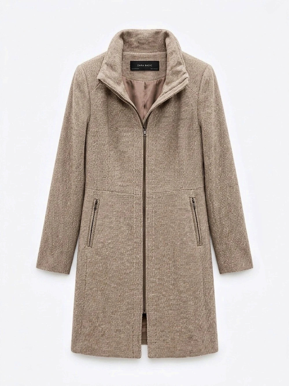 Zara Basic Collection Herringbone Coat NWT